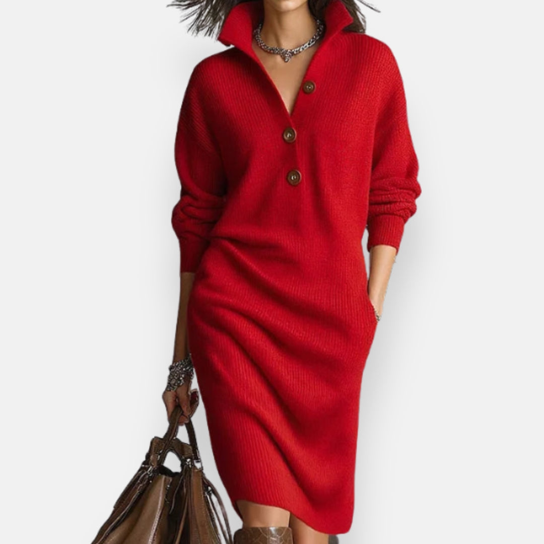 Arnella | Robe pull côtelée à col roulé