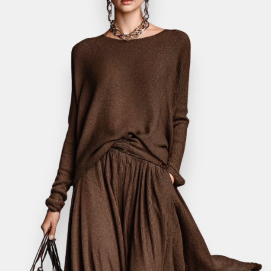 Naëlvoire | Ensemble pull jupe froncée