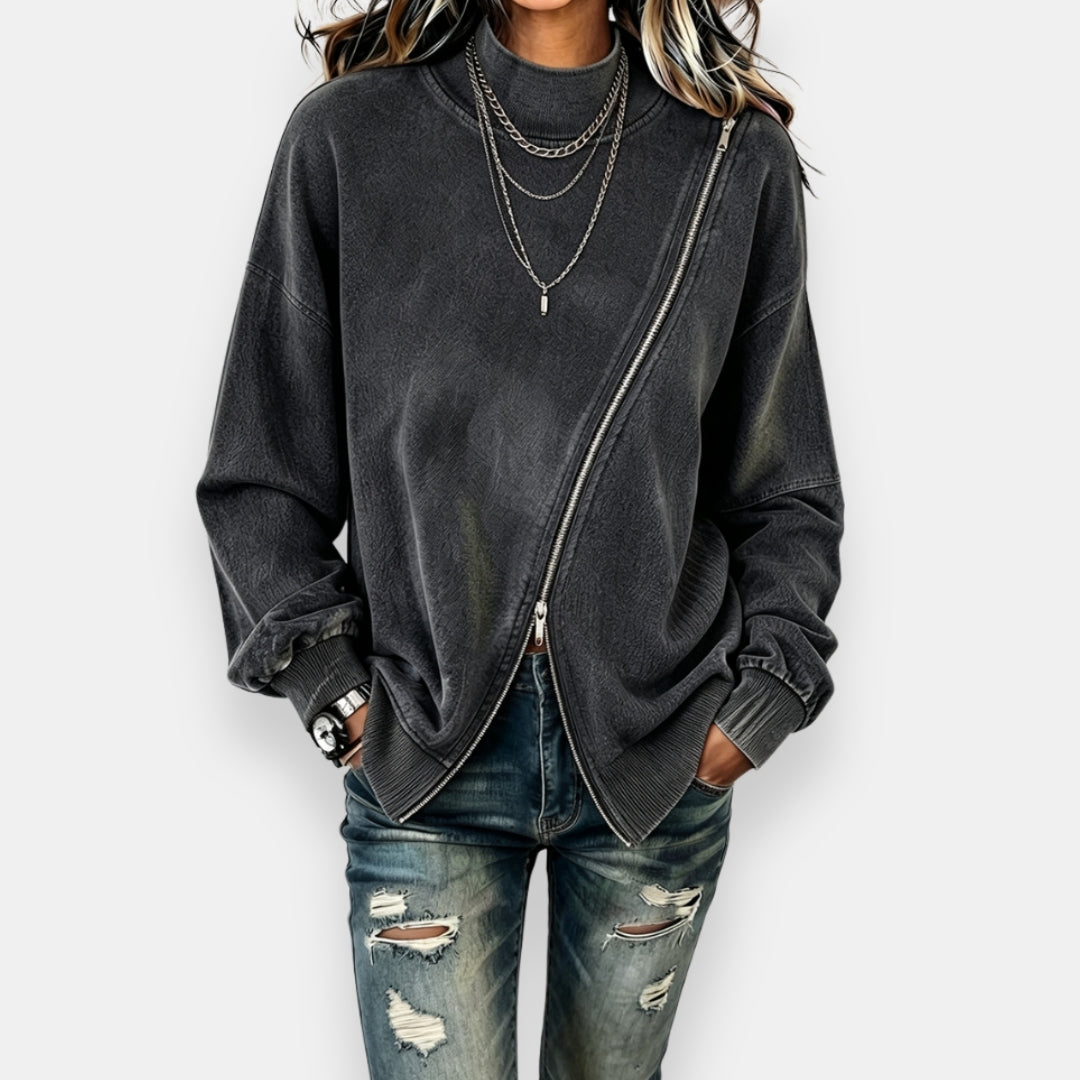 Valdine | Sweat Zip Asymétrique