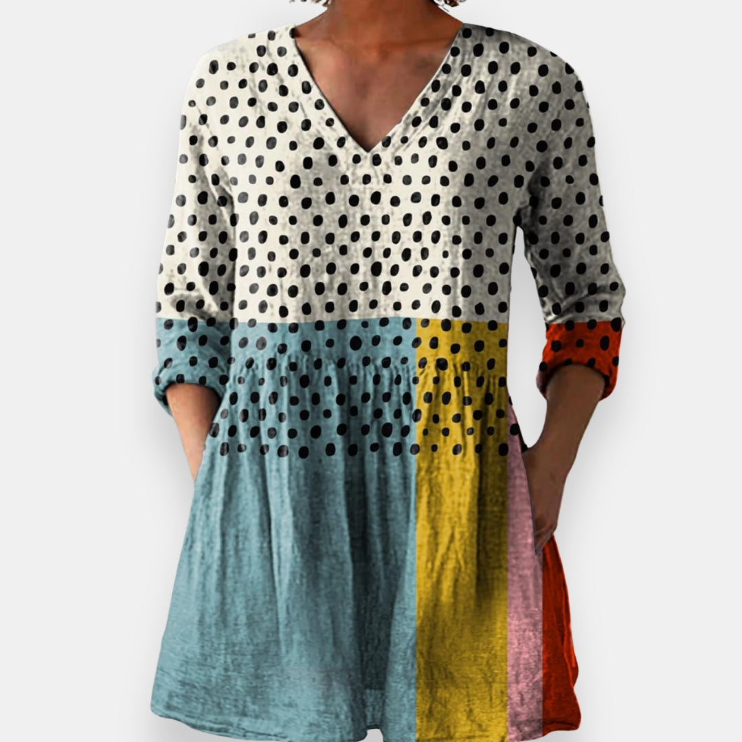 Andréa | Blouse Col V Pois