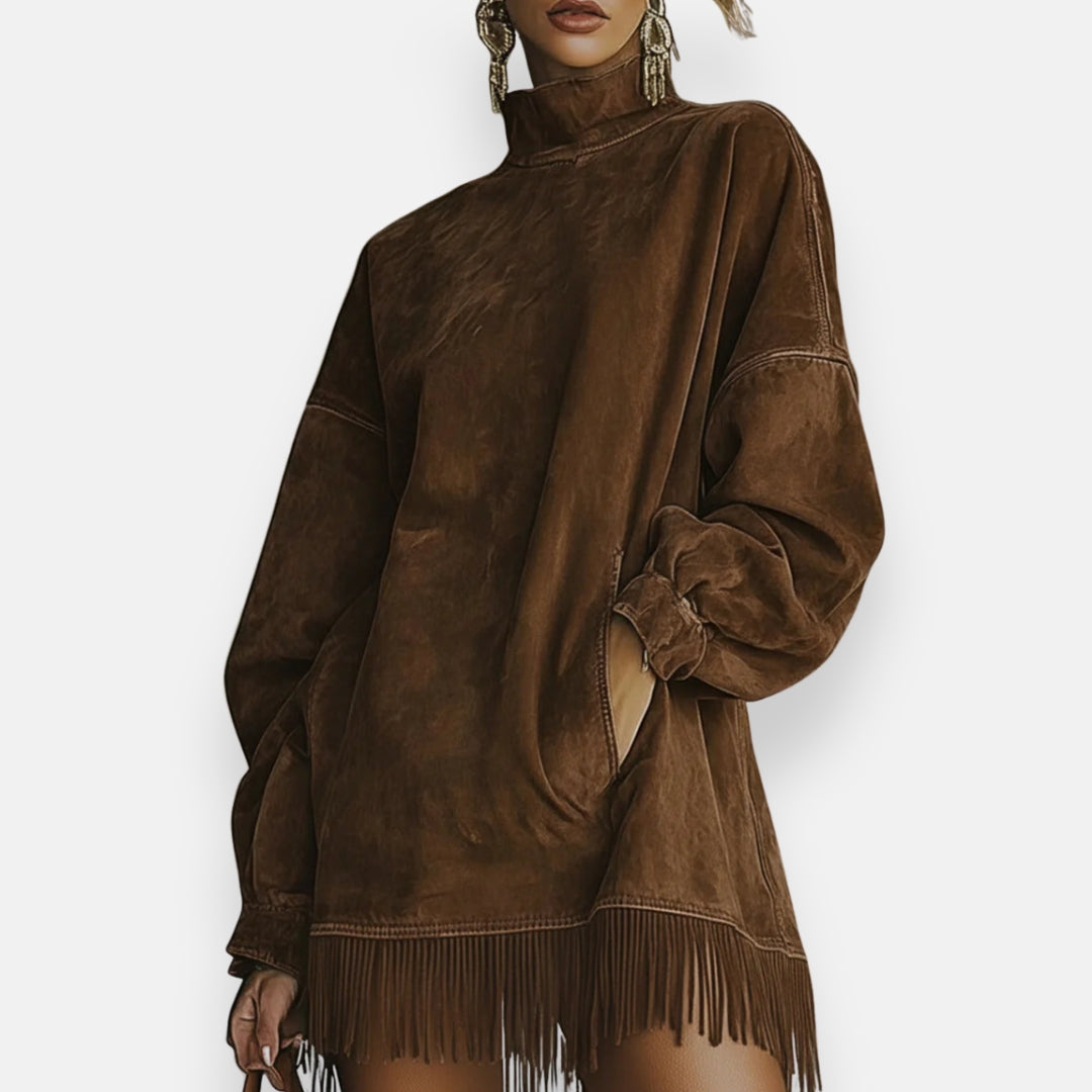 Iseult | Robe Suédine Frangée