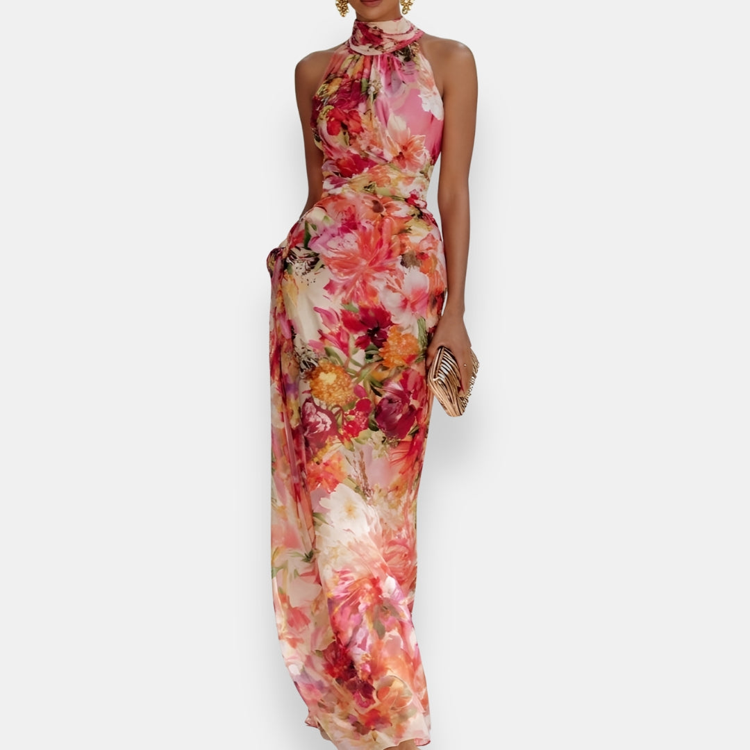 Reslianne | Robe longue fleurie dos nu