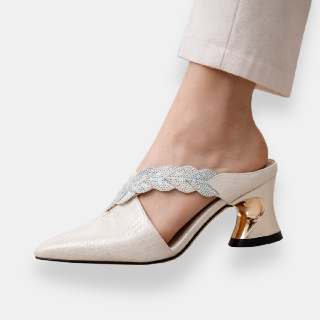Ulyssine | Mules serpent dorées