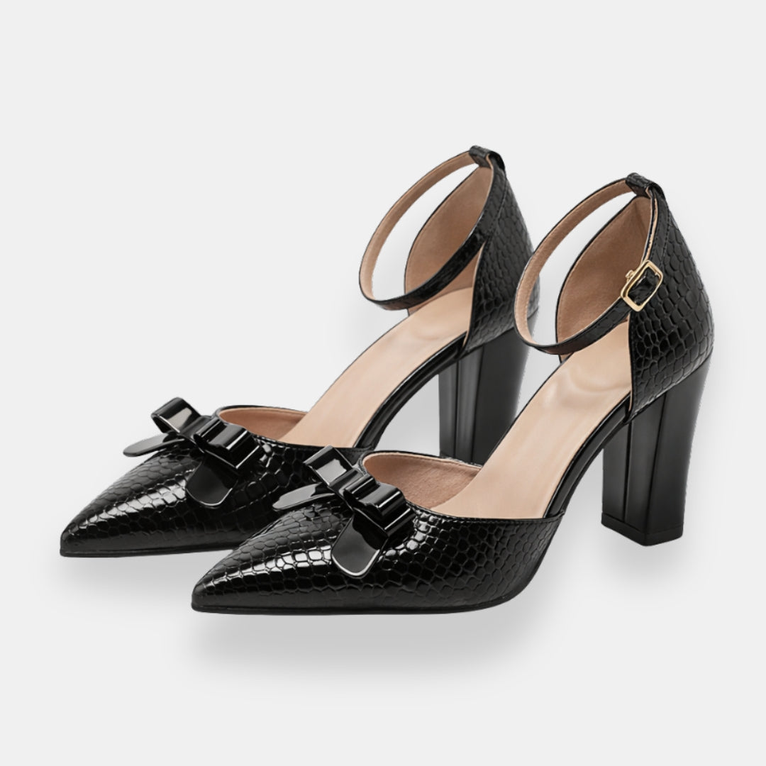 Doëlvoire | Escarpins croco bride nœud