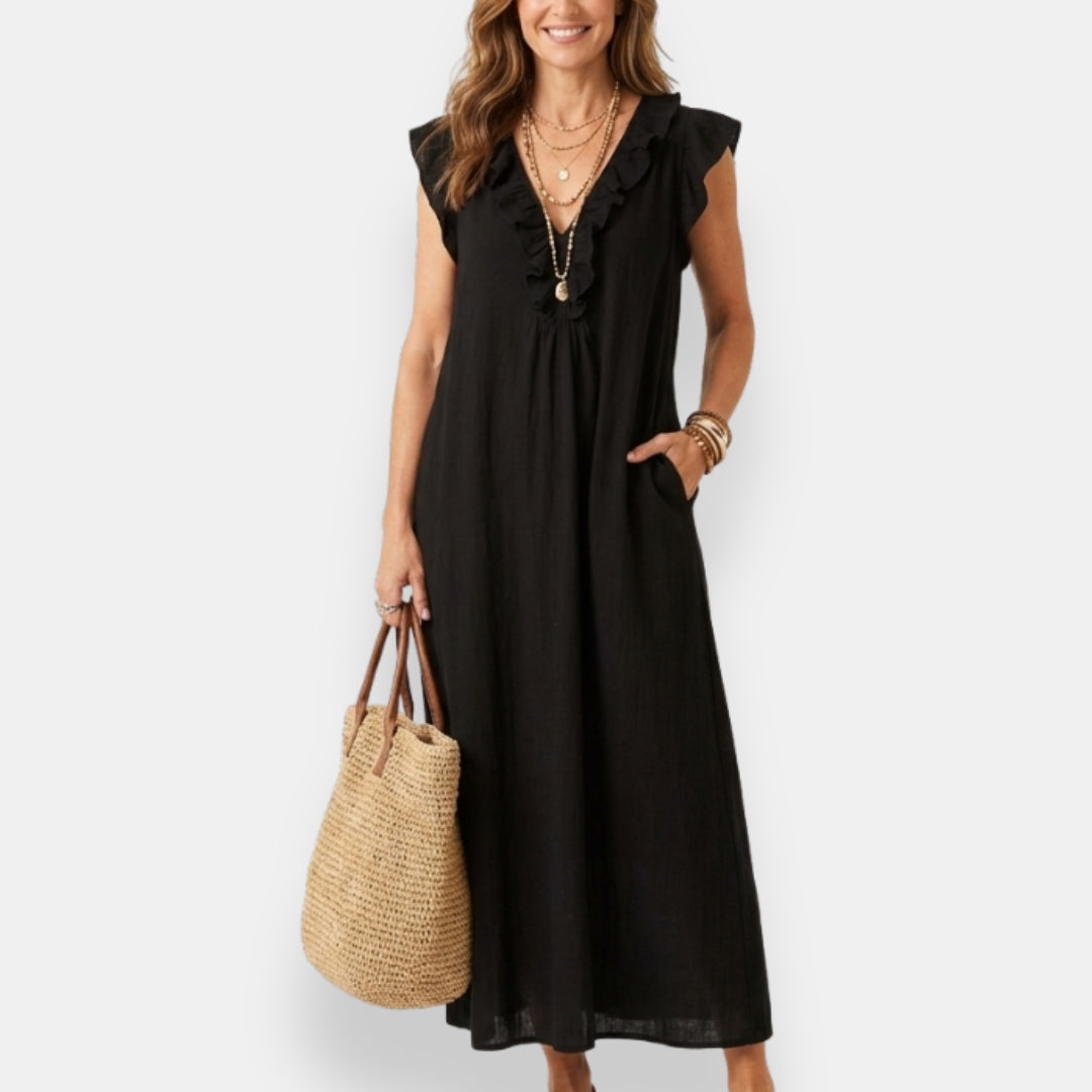 Félourinde | Robe maxi volants col