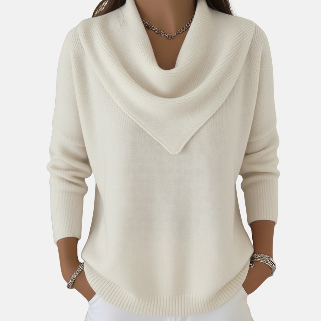 Tina | Pull à col drapé élégant