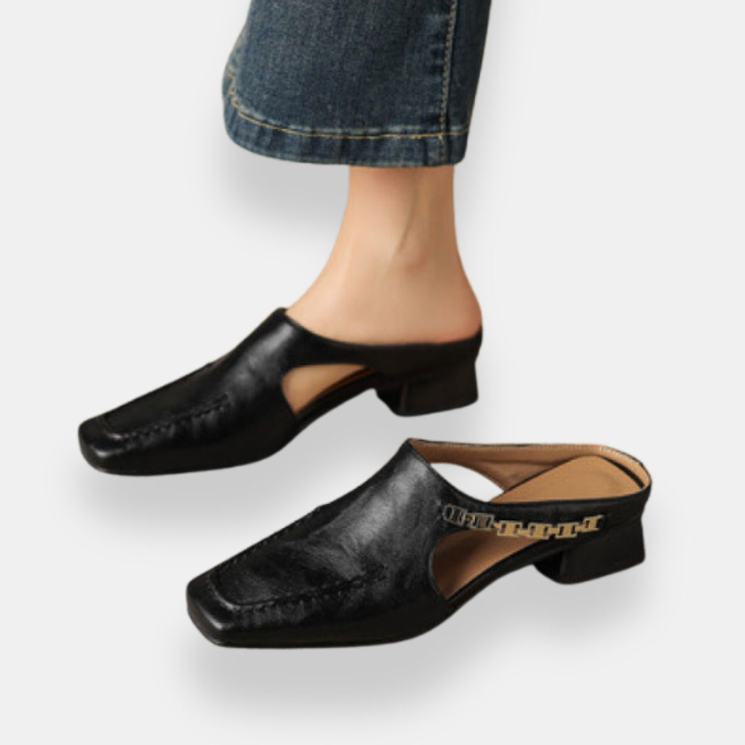 Brédéric | Mules talon chaîne détail