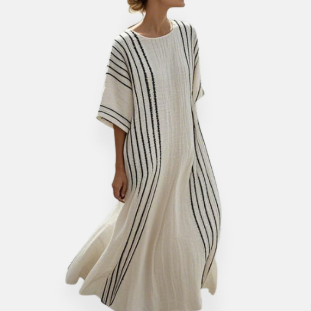 Zélie | Robe longue fluide à rayures délicates