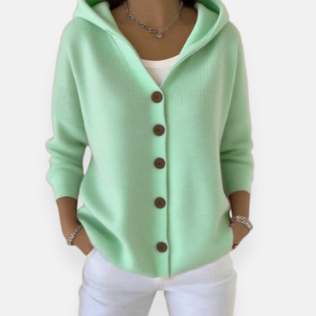 Élora | Cardigan à capuche boutonné