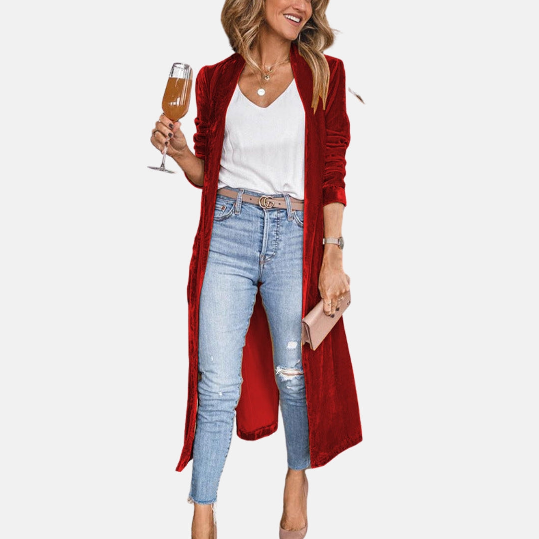Zéra | Long cardigan en velours fluide
