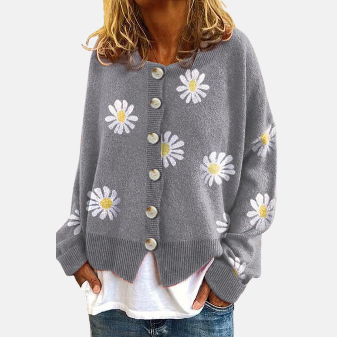 Naira | Gilet en maille à motif marguerites