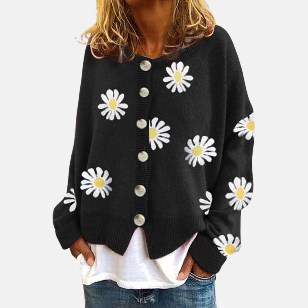 Naira | Gilet en maille à motif marguerites