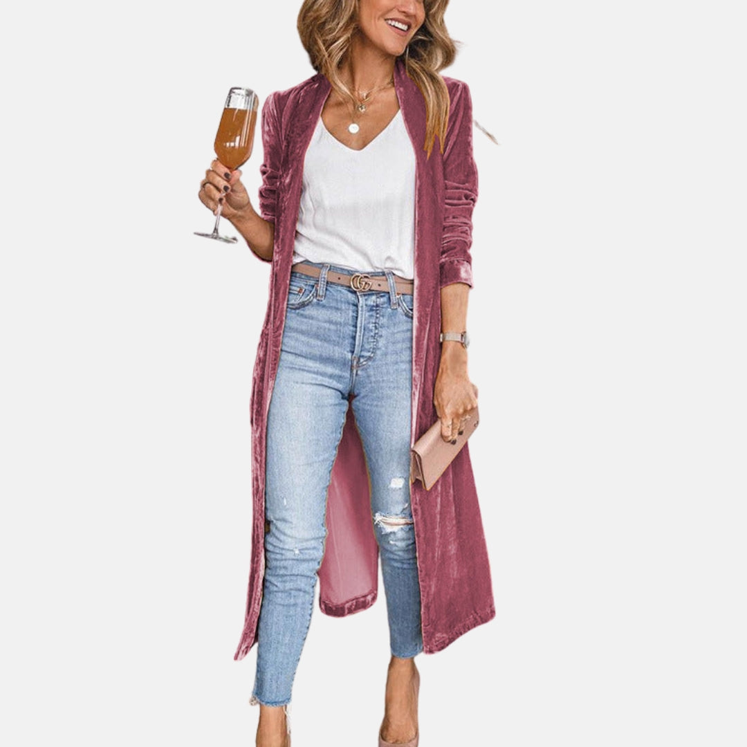 Zéra | Long cardigan en velours fluide
