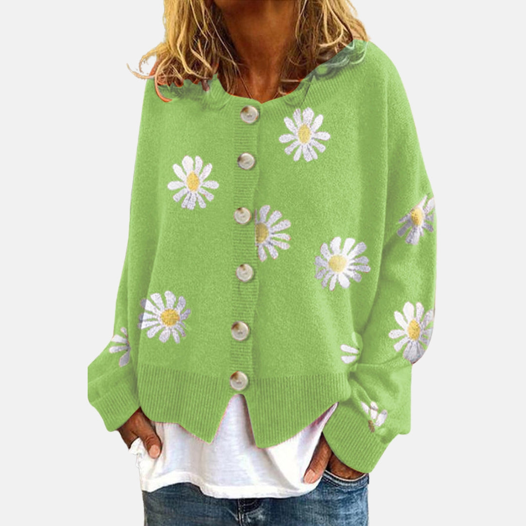 Naira | Gilet en maille à motif marguerites