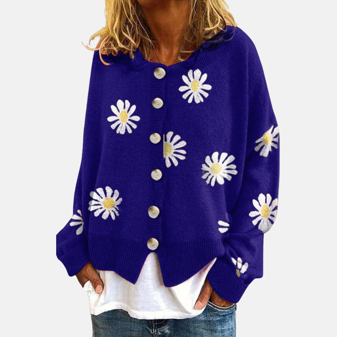 Naira | Gilet en maille à motif marguerites