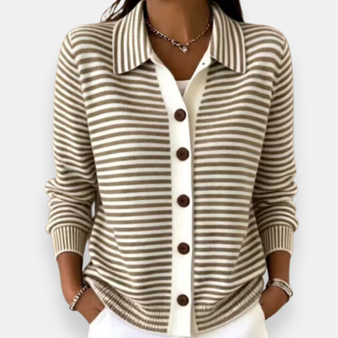Dénise | Cardigan Rayé Boutonné