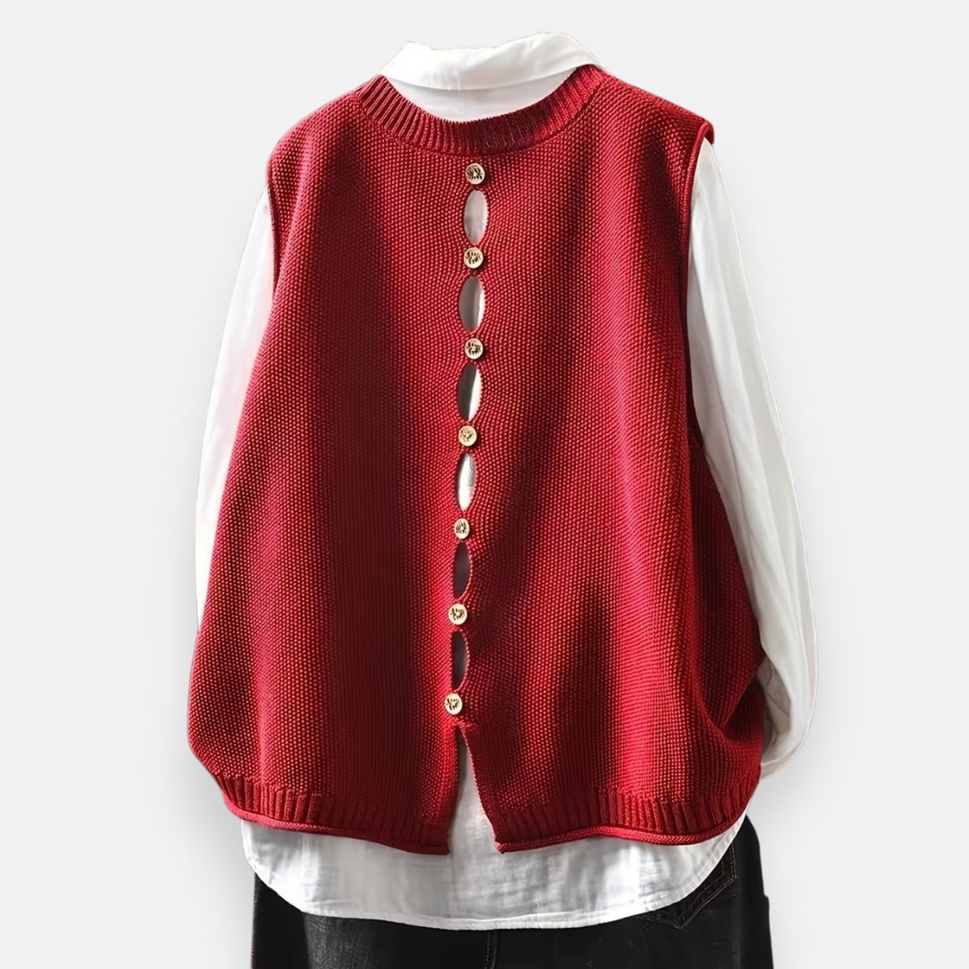 Aude | Gilet tricoté sans manches col rond
