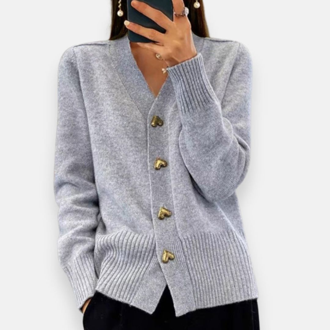Mia | Cardigan élégant à boutons dorés