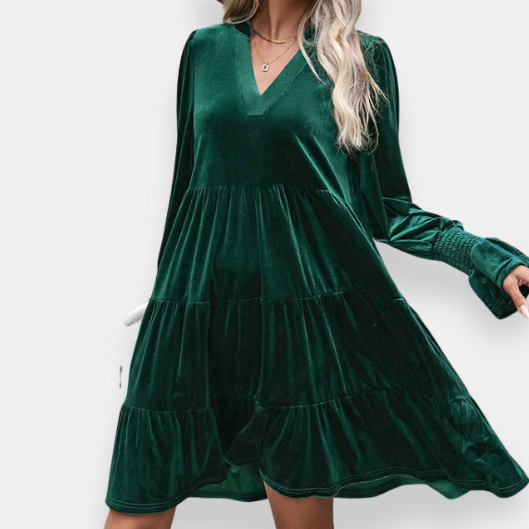 Astrid | Robe Velours Volantée