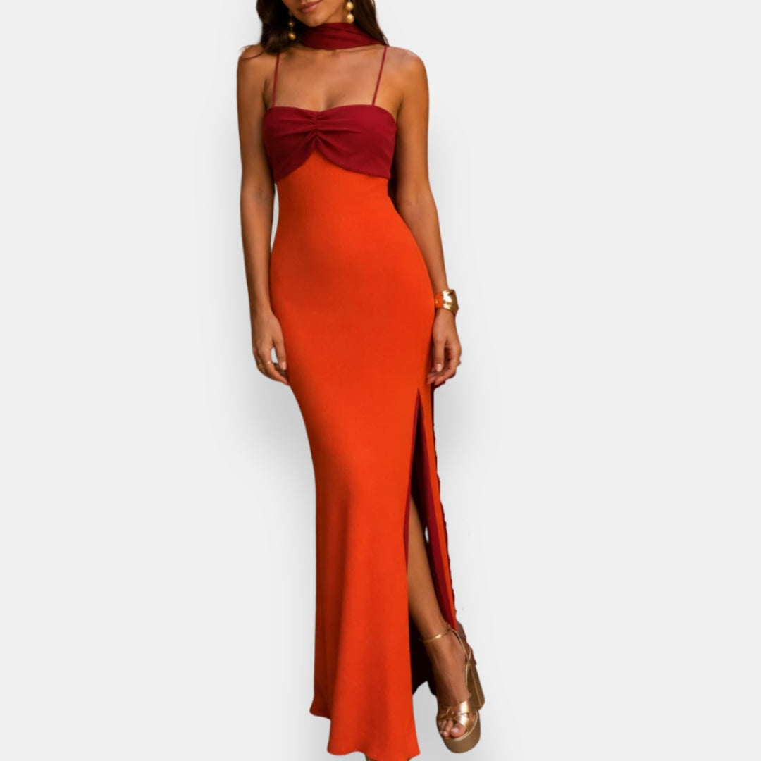 Néviane | Robe Bicolore Fendue