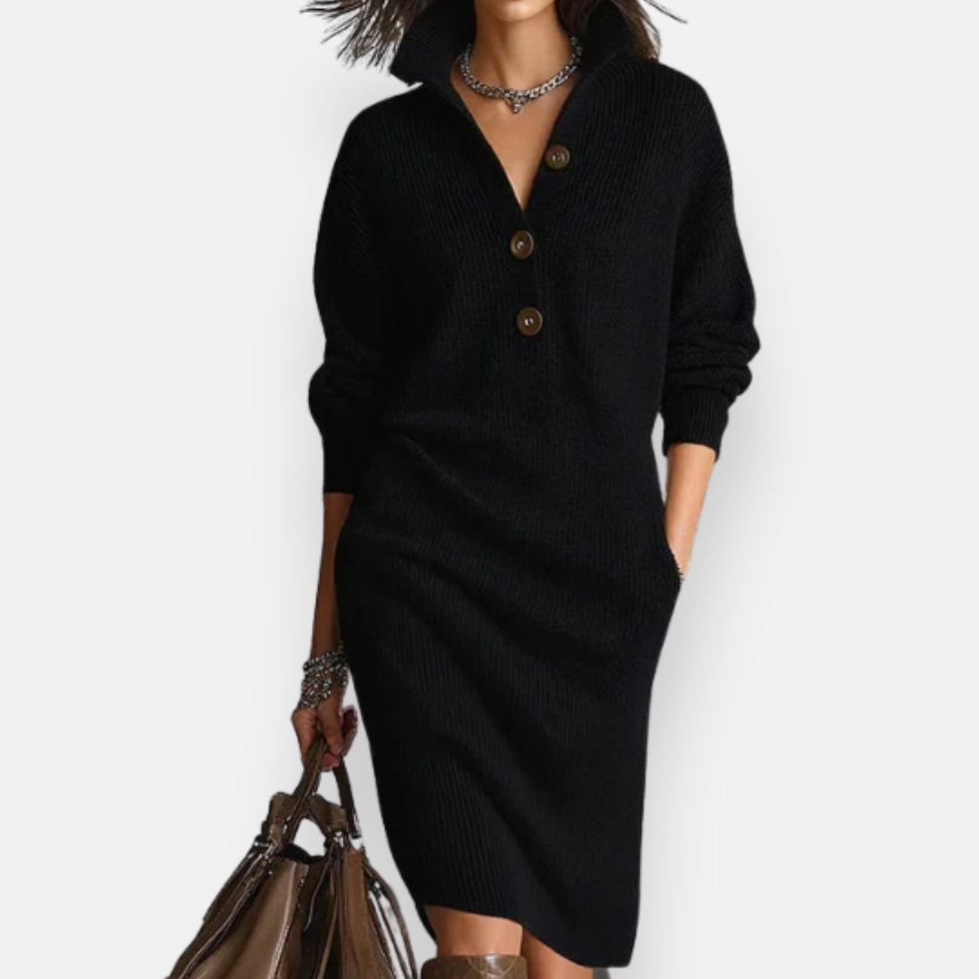 Arnella | Robe pull côtelée à col roulé