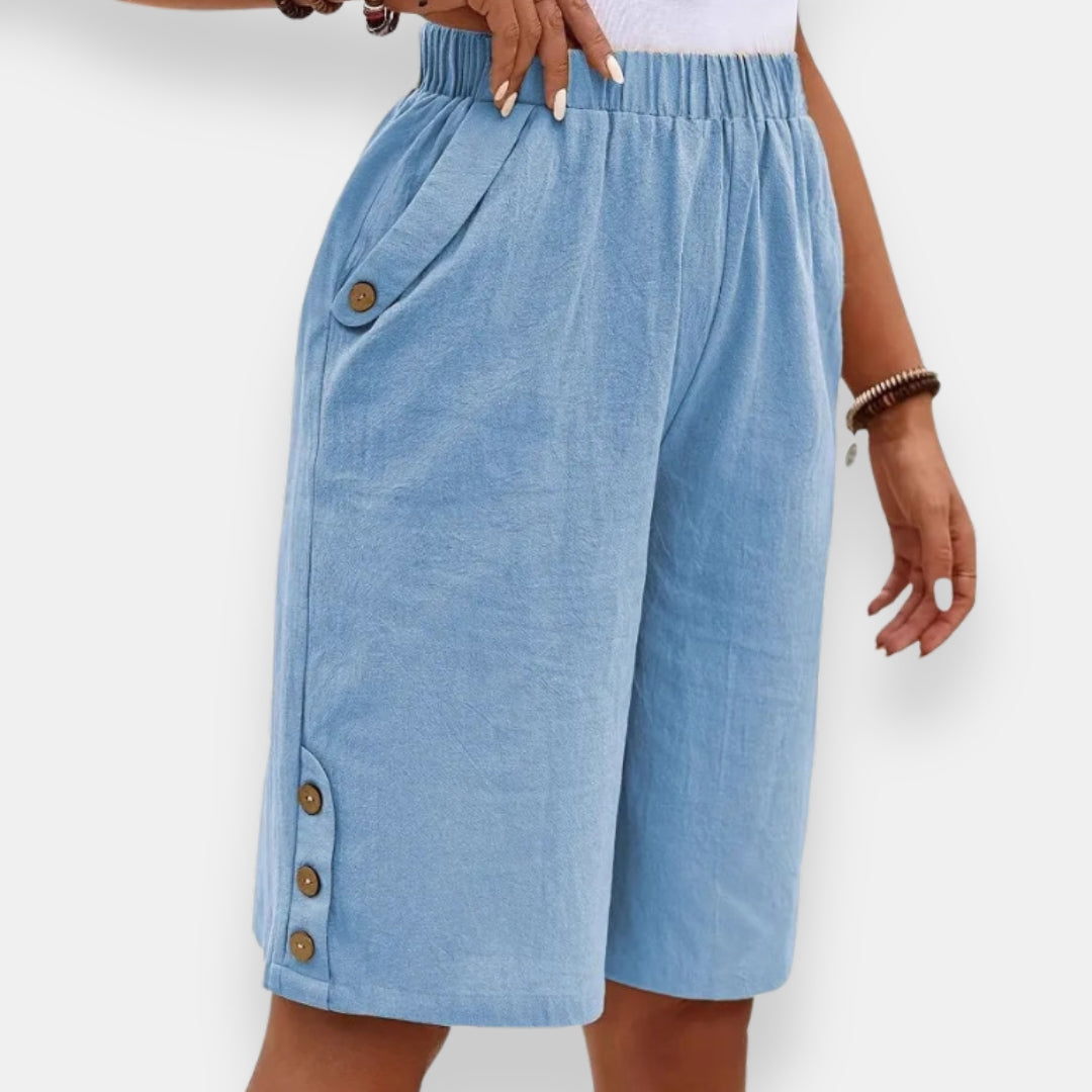 Nadya | Short Élastiqué Boutonné