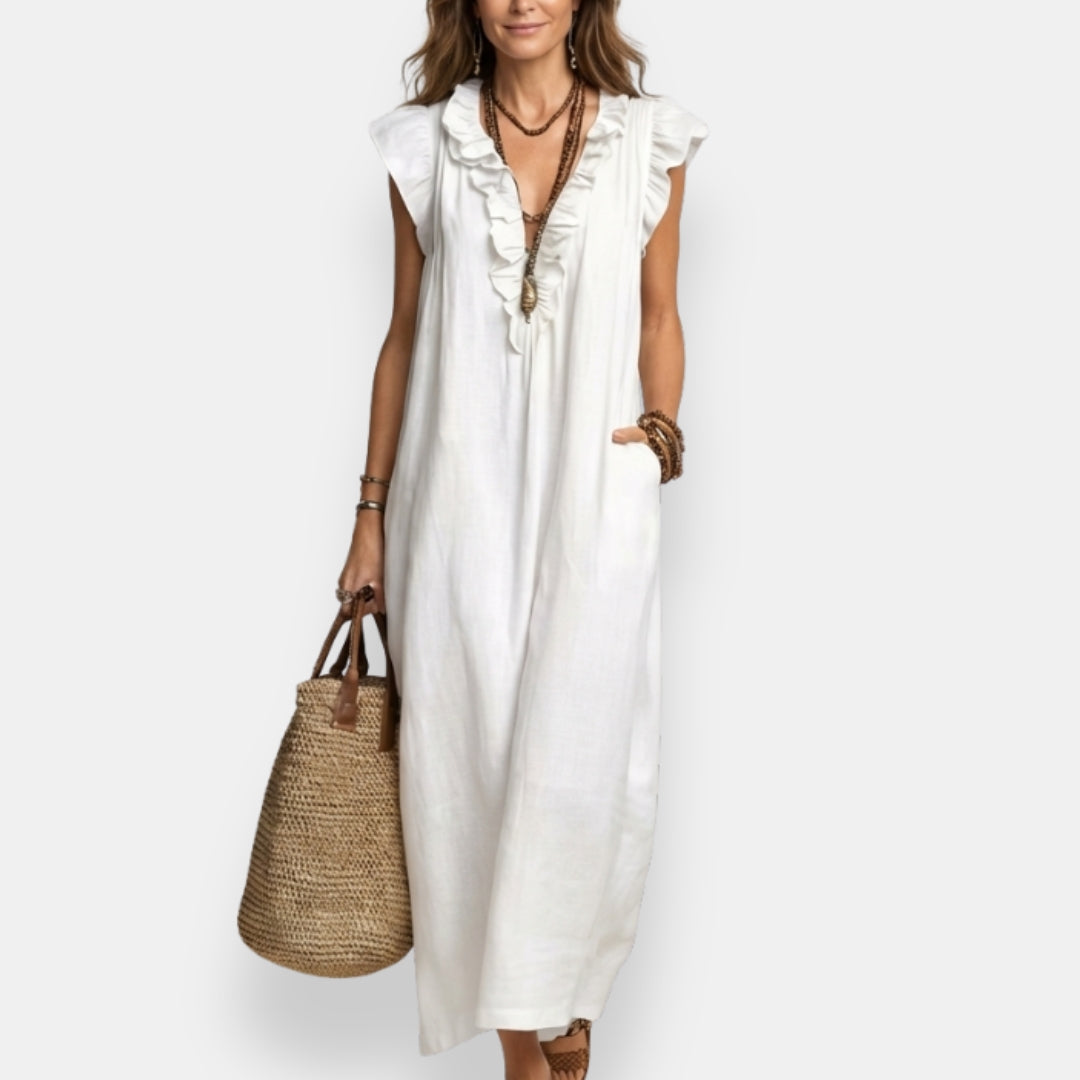 Félourinde | Robe maxi volants col
