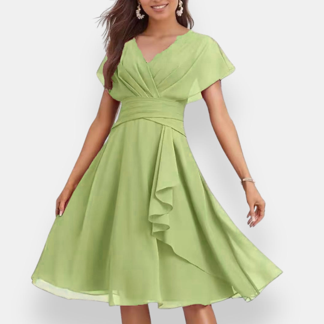 Hespérie | Robe midi cintrée à volants