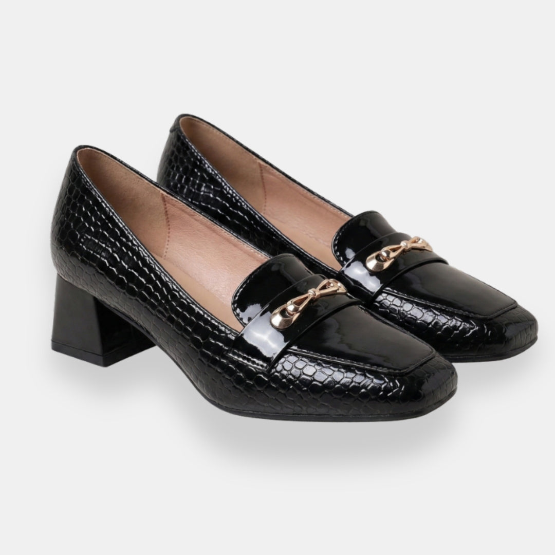Nréloise | Mocassins croco chaîne dorée