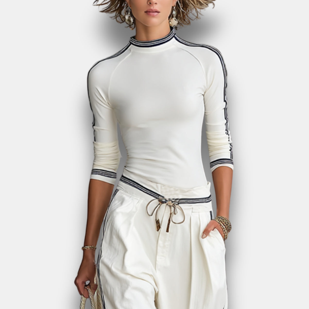 Fernande | Ensemble sport chic à liserés contrastés