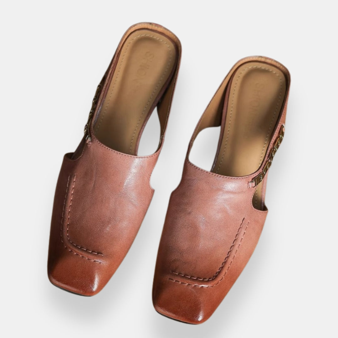 Justine | Mules compensées dorées