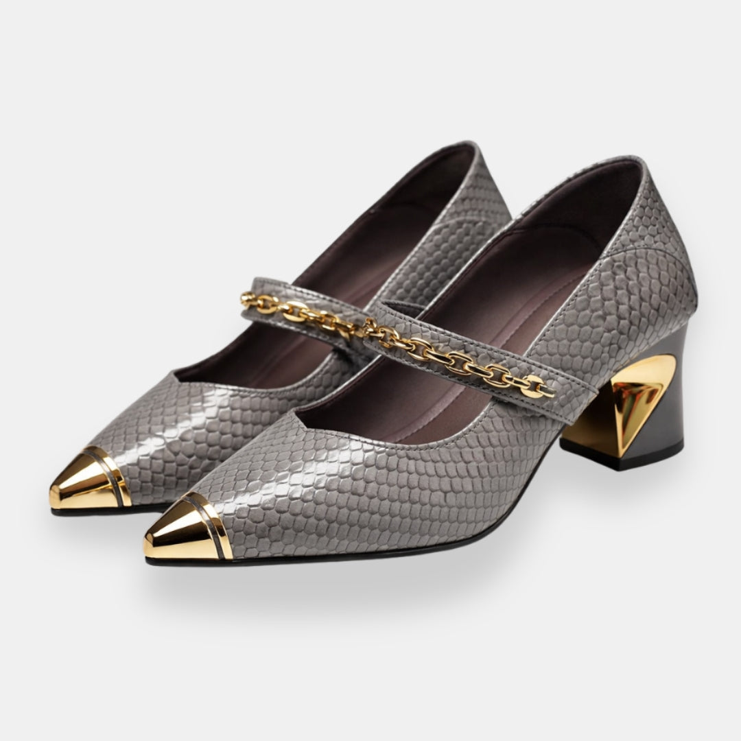 Praëlvine | Mary Jane croco talon doré