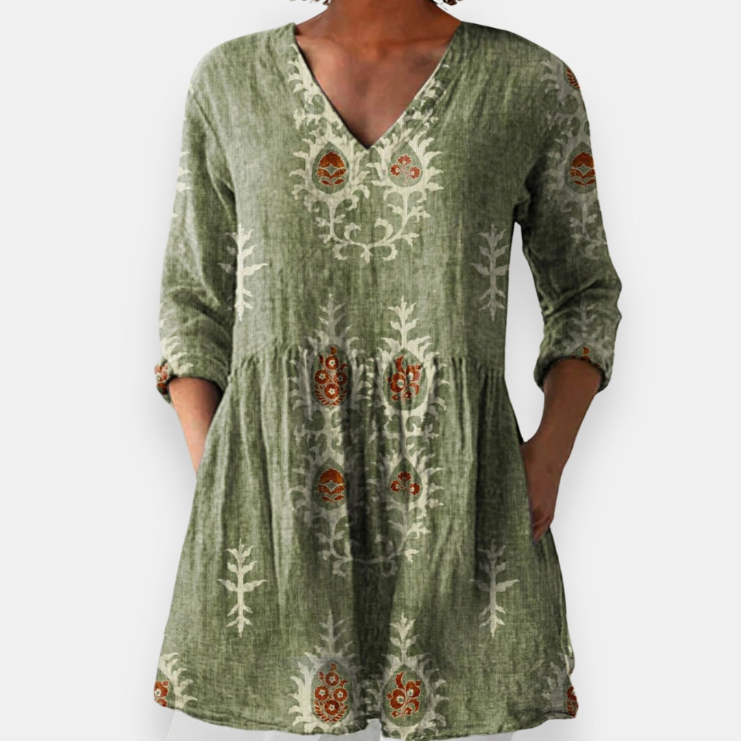 Aliette | Blouse Col V Folklorique