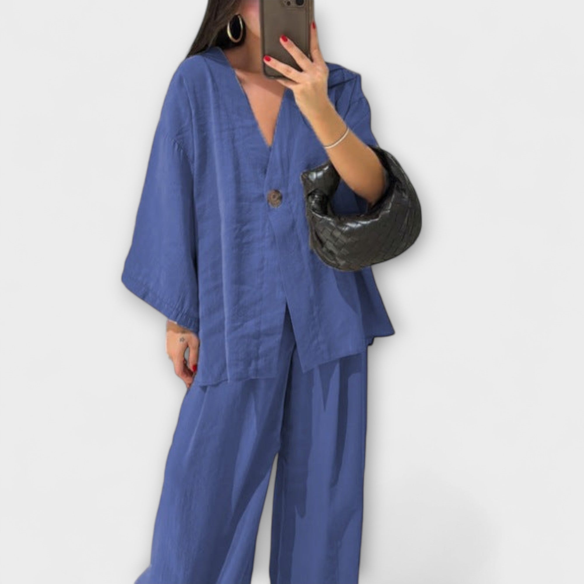 Jacqueline | Ensemble décontracté Top V et Pantalon