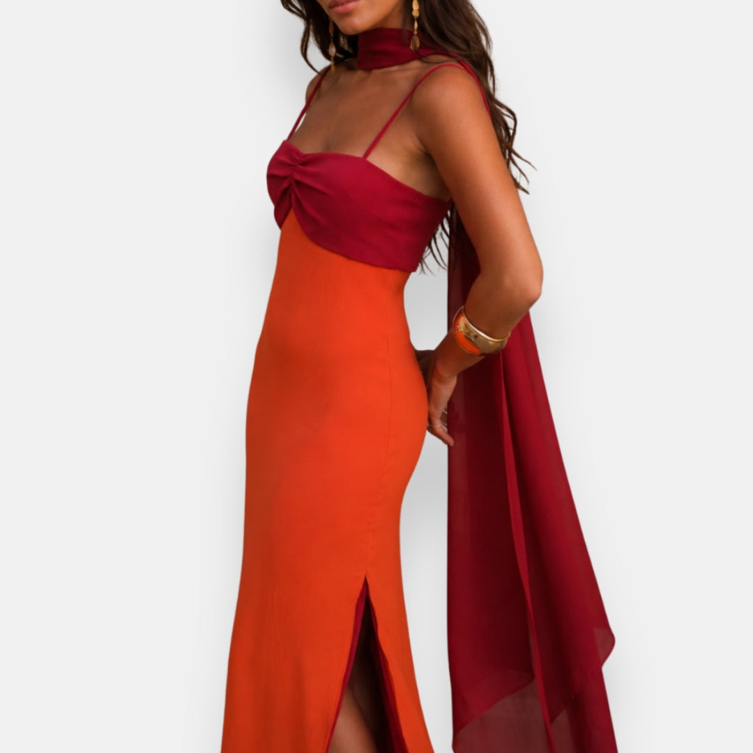 Néviane | Robe Bicolore Fendue