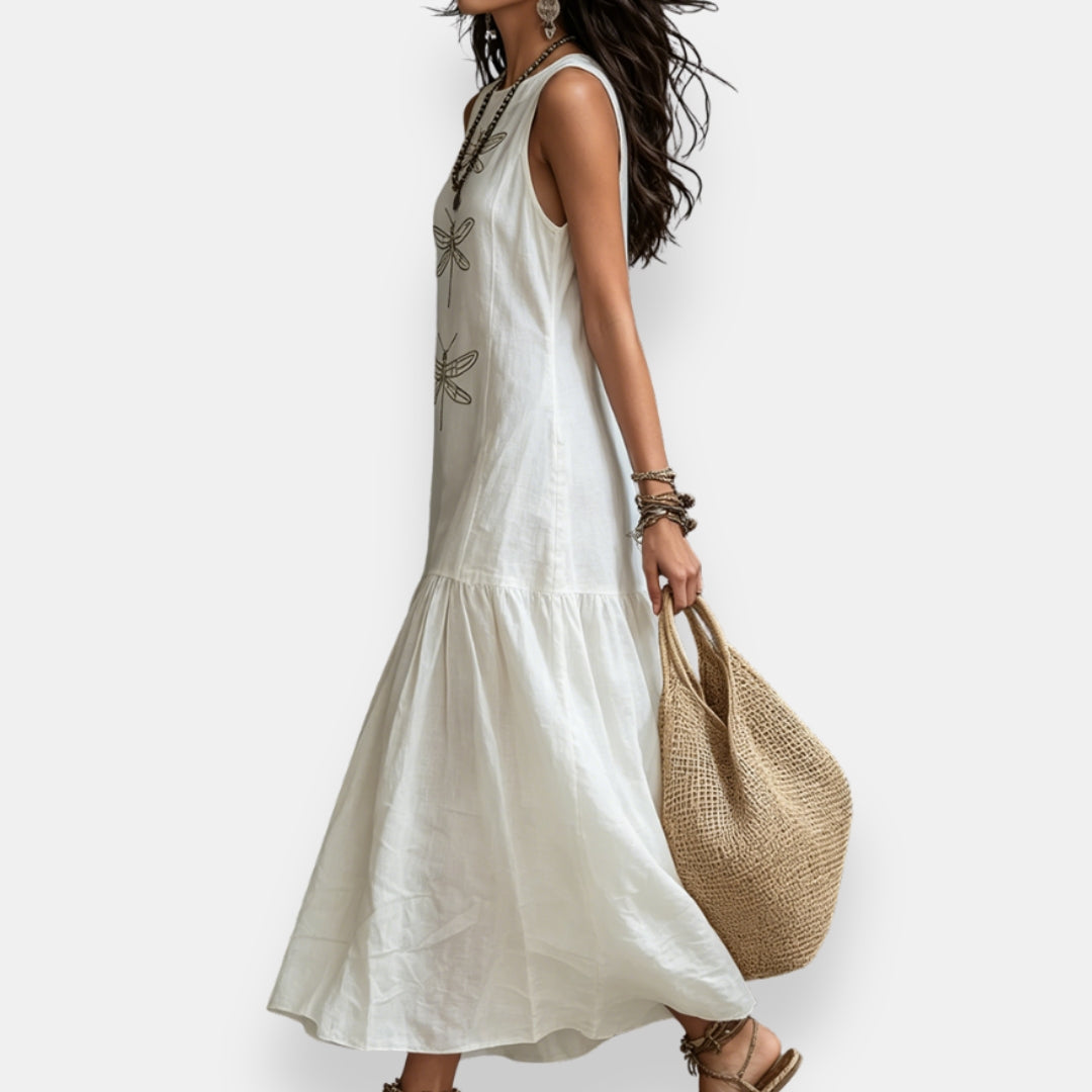 Élia | Robe Maxi Libellules Brodées