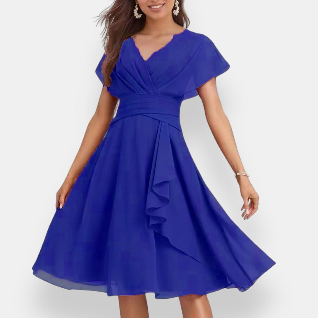Hespérie | Robe midi cintrée à volants
