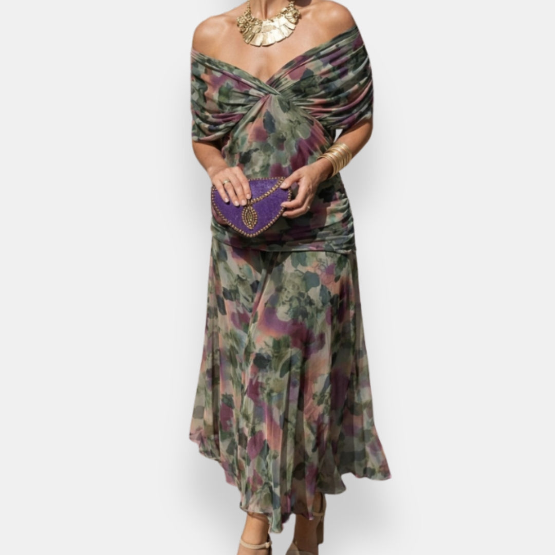 Astrée | Robe longue drapée col