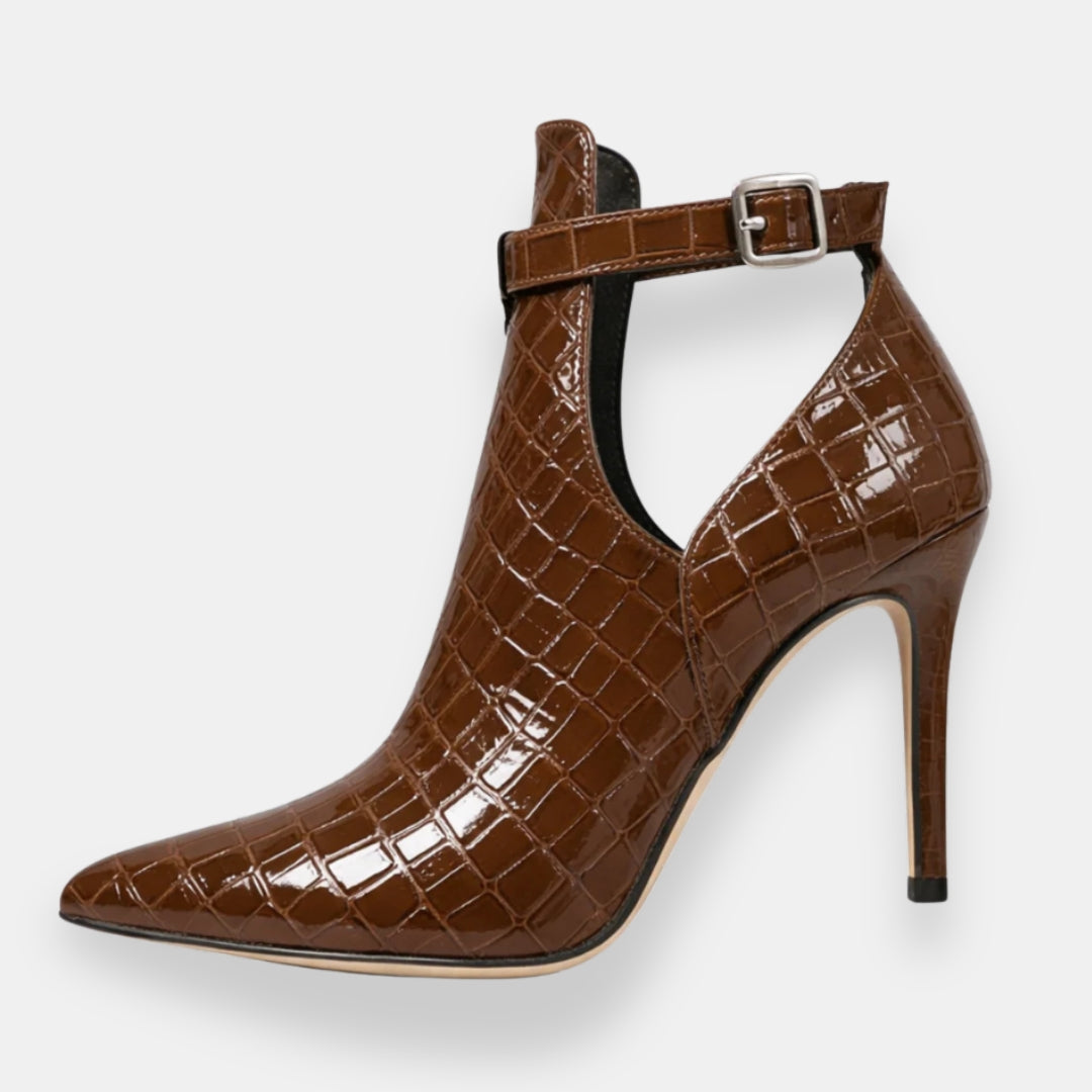 Simone | Escarpins croco vernies