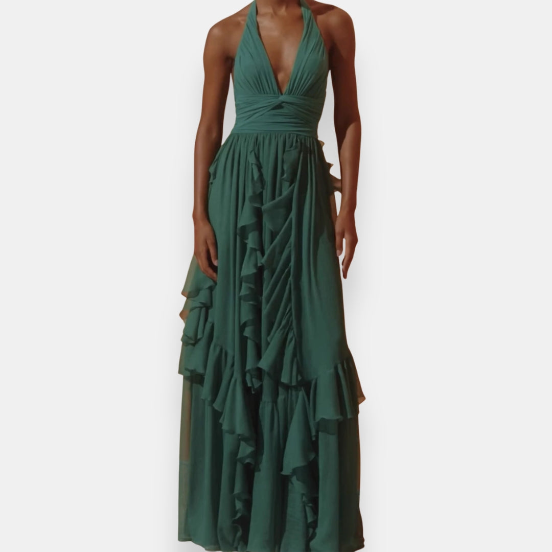 Gilonne | Robe longue dos nu à volants