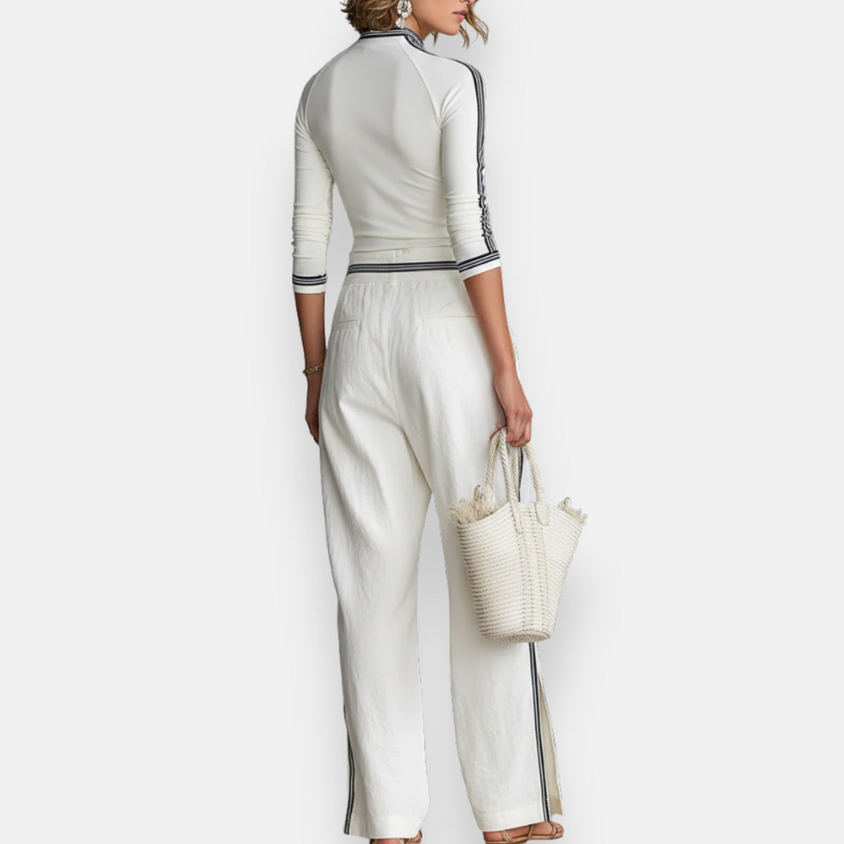 Fernande | Ensemble sport chic à liserés contrastés