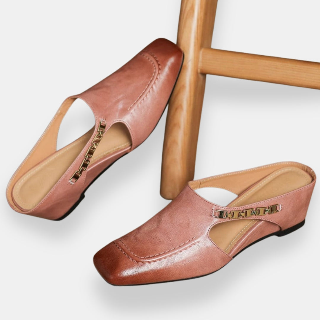 Justine | Mules compensées dorées