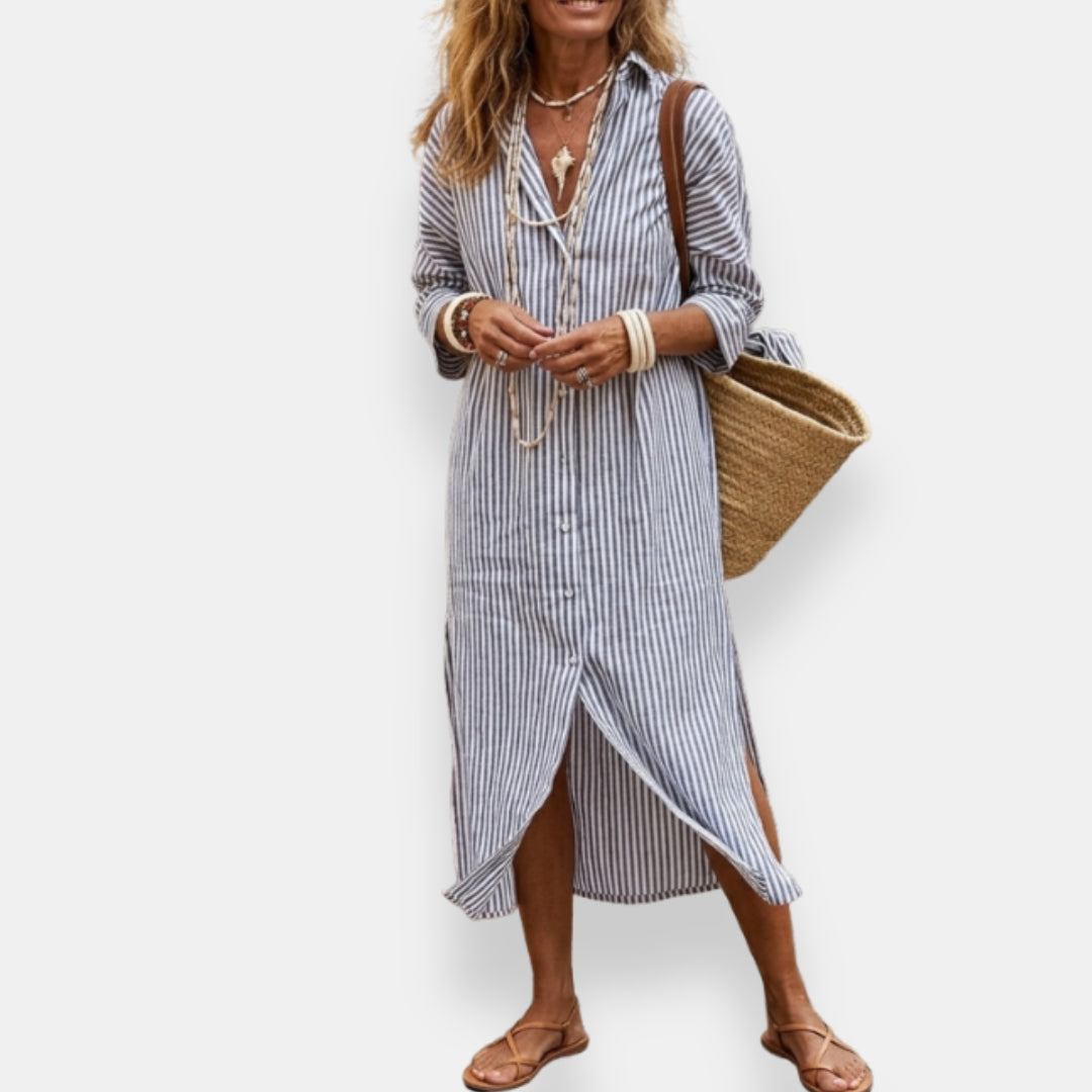 Folvianthe | Robe Chemise Longue Rayée