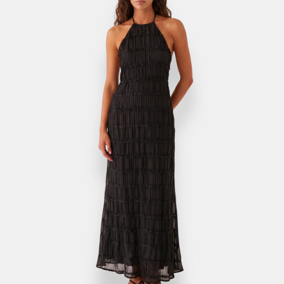 Falquise | Robe longue dos ouvert texturée