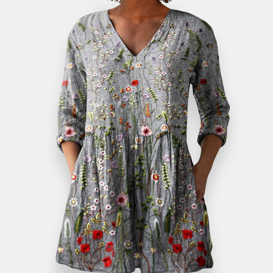 Aurane | Blouse Col V Fleurie