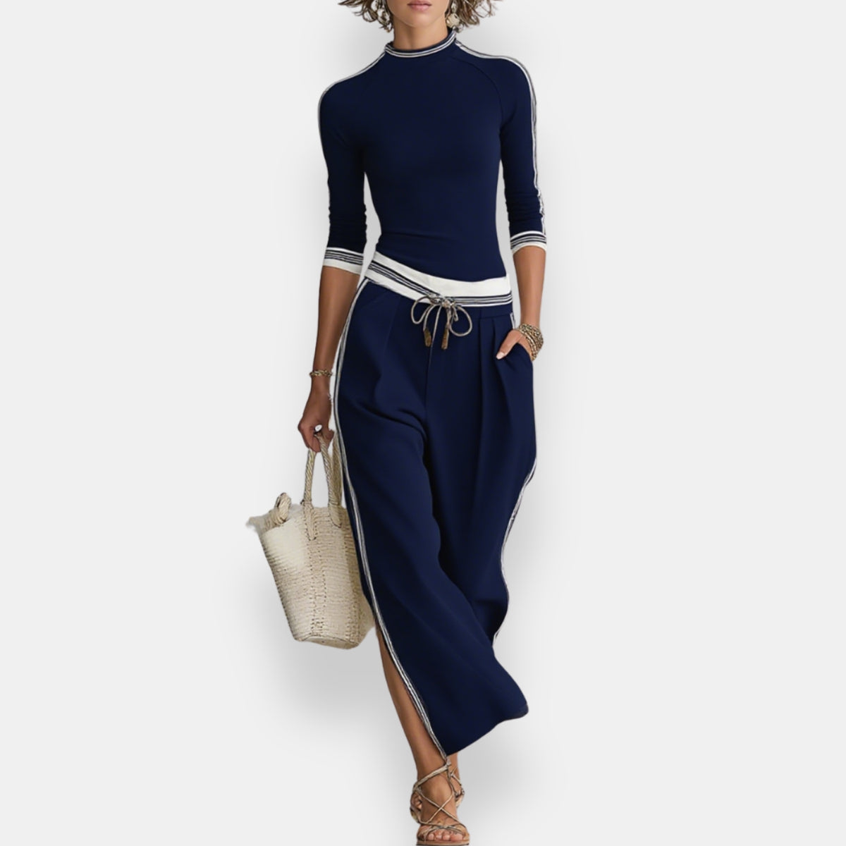 Fernande | Ensemble sport chic à liserés contrastés