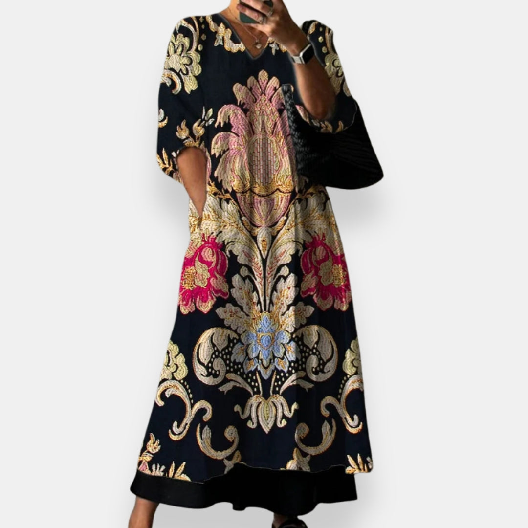 Irys | Robe maxi cœurs floraux