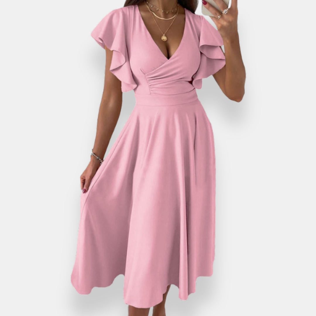 Iseut | Robe midi évasée volantée