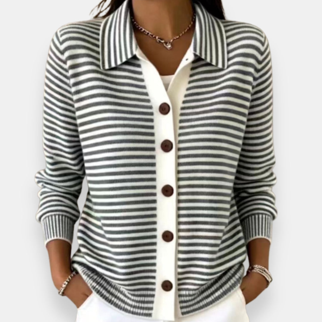 Dénise | Cardigan Rayé Boutonné