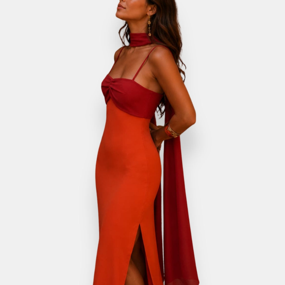 Néviane | Robe Bicolore Fendue